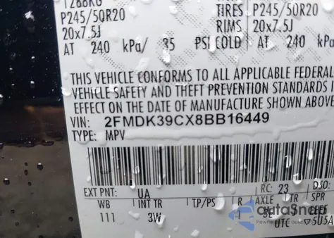 2008 Ford Edge Limited from USA, damaged, VIN 2FMDK39CX8BB16449